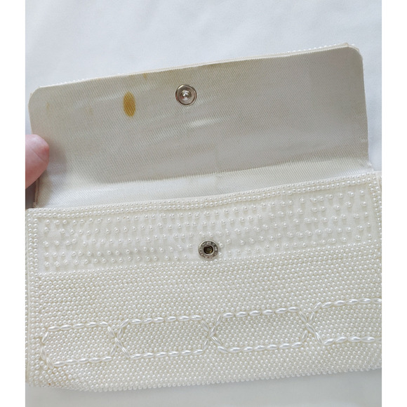 Vintage Beaded Ivory Clutch Purse Formal Evening, Weddings-Bride Japan Pre-Owned - Picture 6 of 16